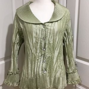Agora Light Green Textured Blouse